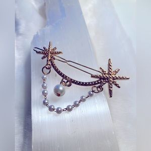 Pearl Gold Vintage Costume Jewelry Hair Clip
